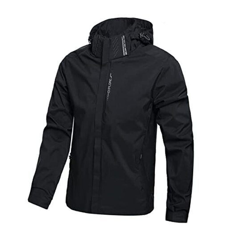 Men'S Lightweight Waterproof Rain Jacket,Shell Hooded Large Samurai Black