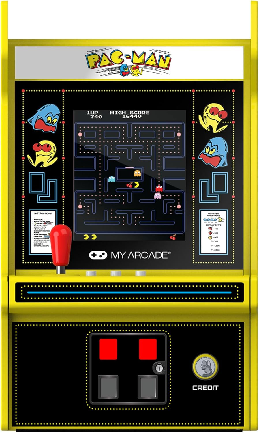 Pac-Man Micro Player Pro: 6.75" Handheld Retro Mini Arcade, Arcade Classics Video Game Collectible