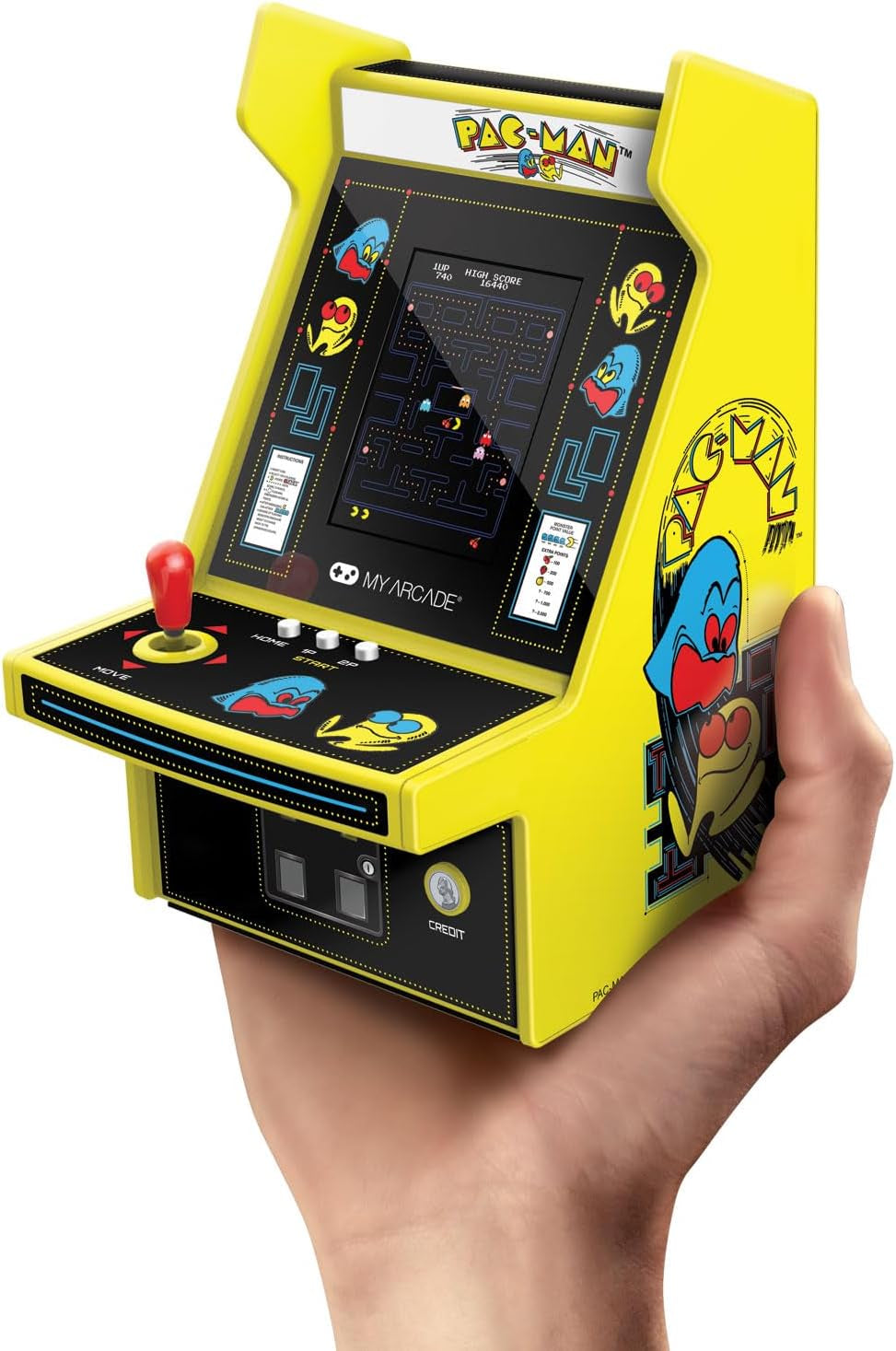 Pac-Man Micro Player Pro: 6.75" Handheld Retro Mini Arcade, Arcade Classics Video Game Collectible