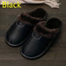 Men Slippers Black New Winter PU Leather Slippers Warm Indoor Slipper Waterproof Home House Shoes Warm Leather Slippers