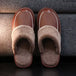 Men Slippers Black New Winter PU Leather Slippers Warm Indoor Slipper Waterproof Home House Shoes Warm Leather Slippers