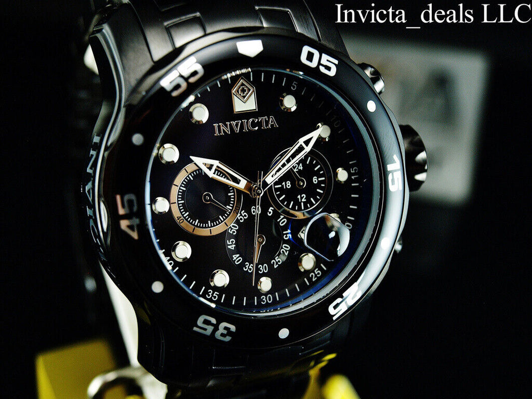 Invicta 48Mm Men'S PRO DIVER SCUBA Chronograph COMBAT Triple Black SS Watch