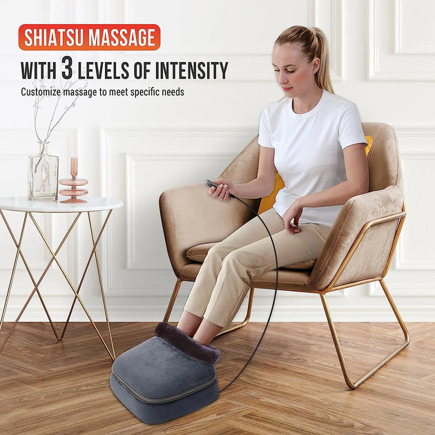 Foot Massager with Heat, 2-In-1 Shiatsu Gentle Foot and Back Massager Machine with 3 Adjustable Heating Levels