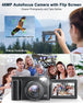 4K Digital Camera for Photography and Video, Autofocus Anti-Shake 48MP Vlogging Camera for Youtube, 3'' 180°Flip Screen Camera with Flash 16X Zoom, Digital Camera with 32GB Card Battery Charger Black