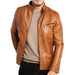 Men'S Stand Collar Leather Jacket Motorcycle Faux Leather Jackets Outwear