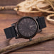 UWOOD Natural Walnut Sandal Wood Watch Genuine Leather Strap Men Wooden Watch