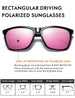 Polarized Sunglasses for Men Vintage Shades Trendy Womens Driving Eyewear with Case UV Protection ( Black Pink )