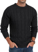 Men'S Crewneck Pullover Sweater Chunky Cable Knit Sweater Classic Casual Sweaters with Ribbing Edge