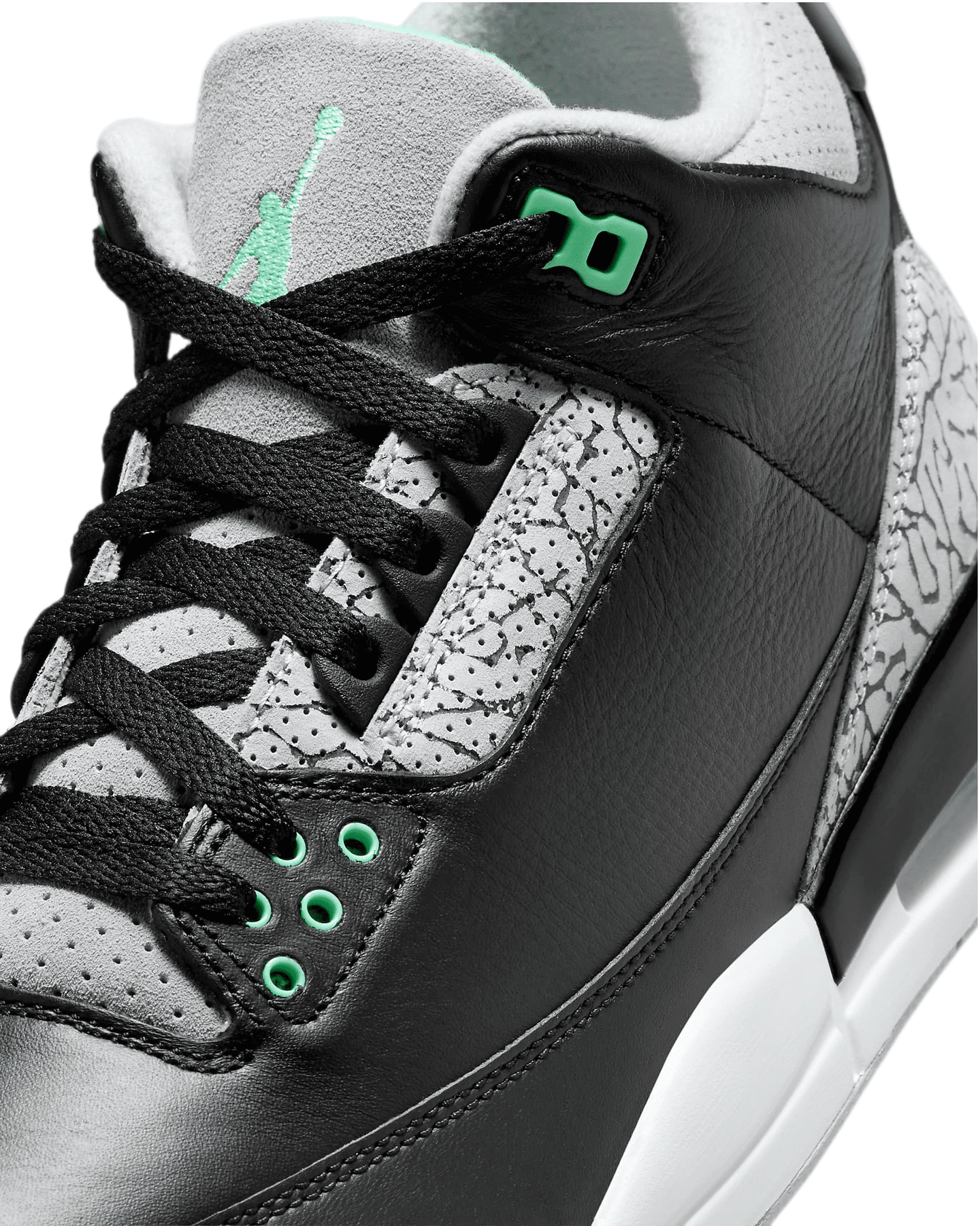 Men'S  3 Retro Black / Green Glow-Wolf Grey CT8532-031, Size 11-US