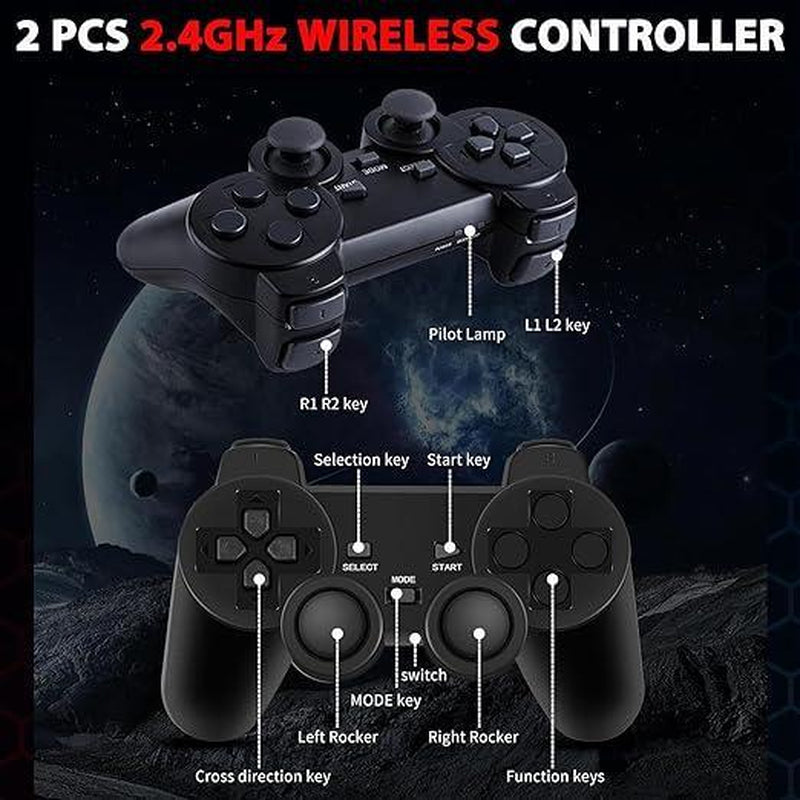 2024 NEW Retro Game Console, Nostalgia Stick Game,Retro Game Stick,Plug and Play Video Game Stick Built in 20000+ Games, High Quality Output, 9 Classic Emulators, Dual 2.4G Wireless Controllers-64G